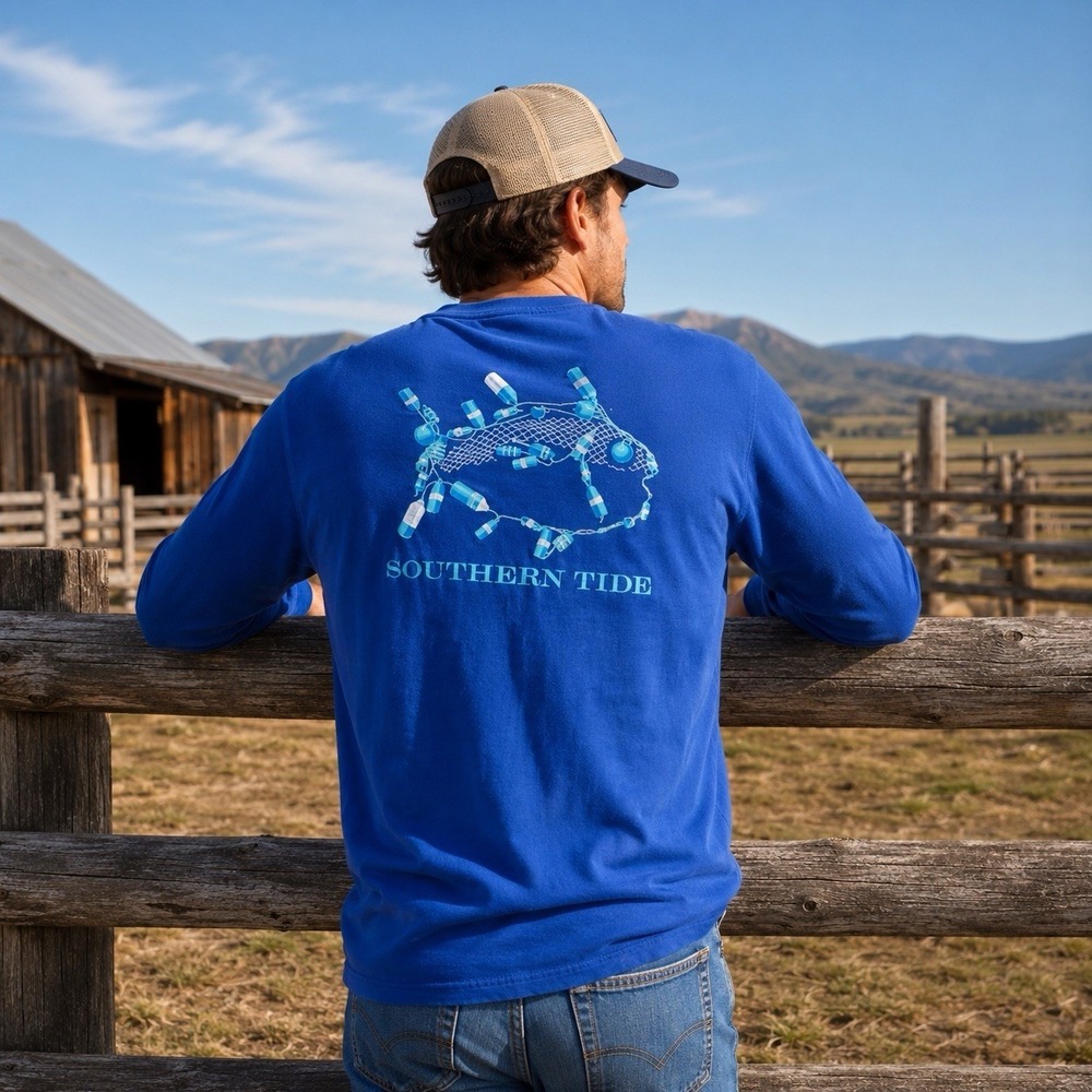 Southern Tide XXL Blue Shirt Coastal Fishing Prep Beach Dadcore Lake Life Men's